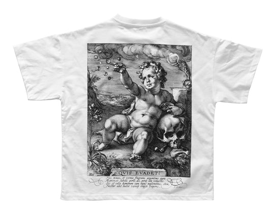T-Shirt Weiß "Hendrick Goltzius - Quis evadet?"