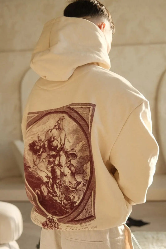 Hoodie Oversize Sand "Jean Daullé – Fire" - MLHW Clothing